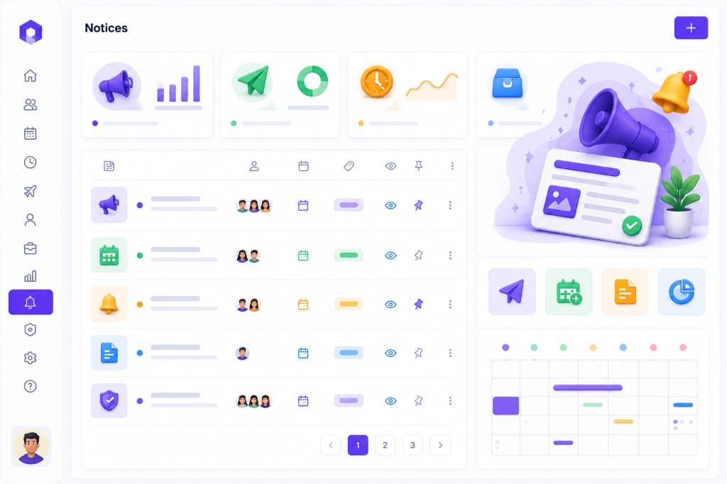 Company Notices Interface Mockup