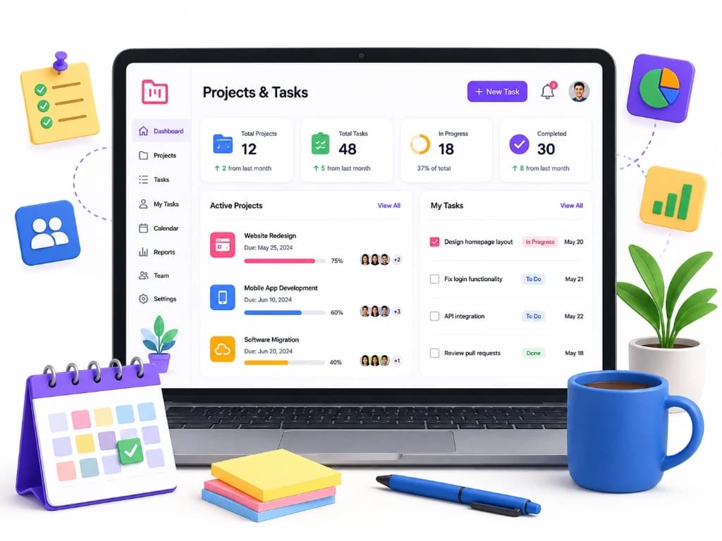 Projects & Tasks Interface Mockup